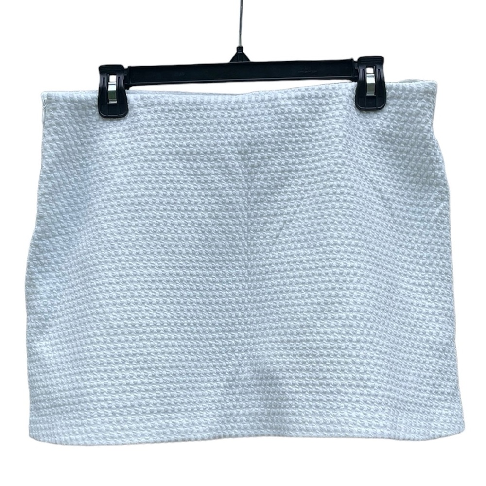 Zara Textured White Mini Skort A Line Flare Size XL Skater Skirt Preppy